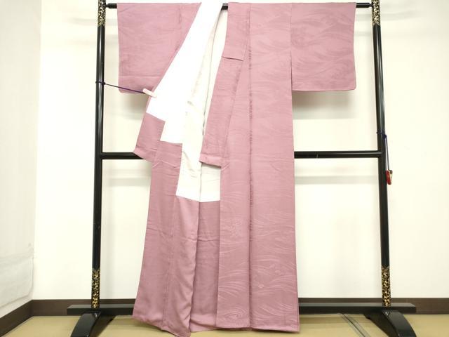 平和屋着物■上質な色無地 立波地紋 石竹色 正絹 逸品 DABC4585cd