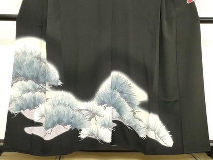 平和屋着物■豪華黒留袖　松文　暈し染め　銀彩　正絹　逸品　DABC4599cd