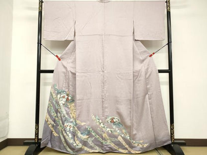 平和屋着物■訪問着 地紙花文 暈し染め 銀彩 正絹 逸品 DABC4620cd