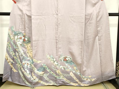 平和屋着物■訪問着 地紙花文 暈し染め 銀彩 正絹 逸品 DABC4620cd