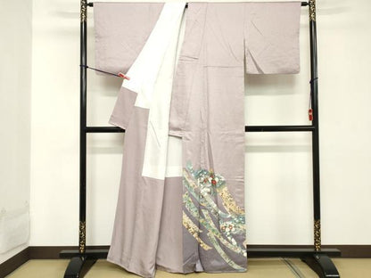 平和屋着物■訪問着 地紙花文 暈し染め 銀彩 正絹 逸品 DABC4620cd