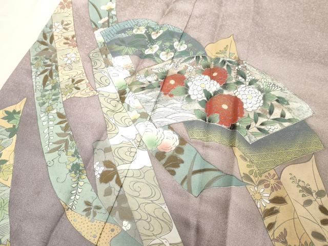 平和屋着物■訪問着 地紙花文 暈し染め 銀彩 正絹 逸品 DABC4620cd