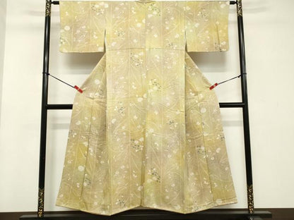 平和屋着物■上質な小紋 草花文 菊 萩 暈し染め 正絹 逸品 DABC4622cd
