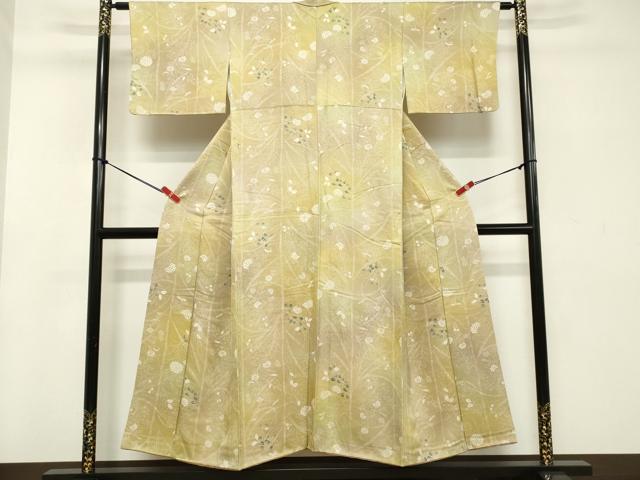 平和屋着物■上質な小紋 草花文 菊 萩 暈し染め 正絹 逸品 DABC4622cd