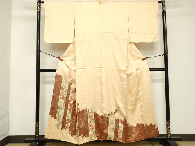 平和屋着物■色留訪問着 刺繍 笹竹梅花文 金彩 正絹 逸品 DABC4624cd