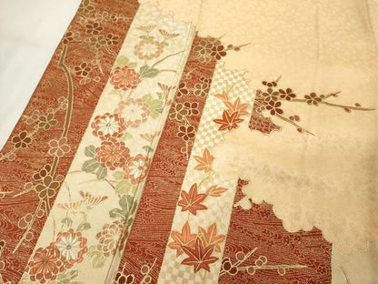 平和屋着物■色留訪問着 刺繍 笹竹梅花文 金彩 正絹 逸品 DABC4624cd