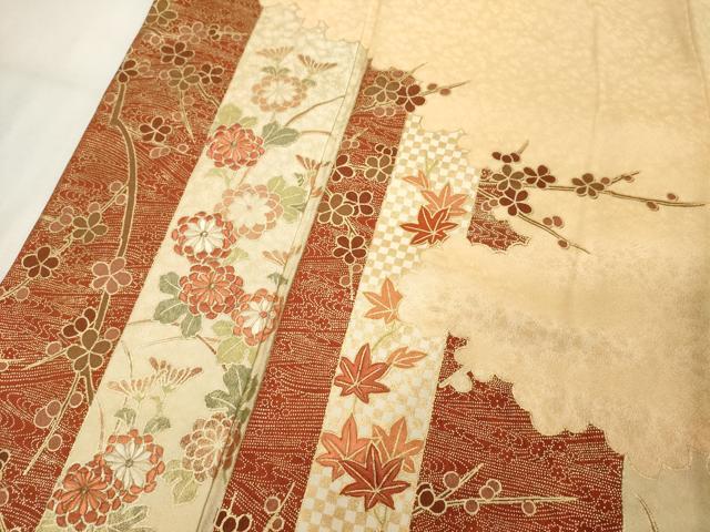 平和屋着物■色留訪問着 刺繍 笹竹梅花文 金彩 正絹 逸品 DABC4624cd