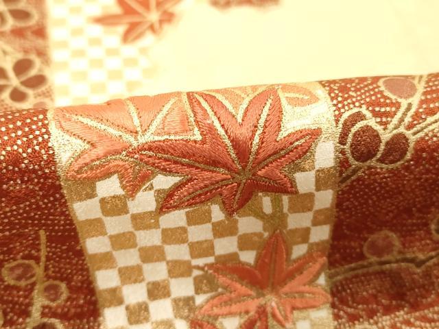平和屋着物■色留訪問着 刺繍 笹竹梅花文 金彩 正絹 逸品 DABC4624cd