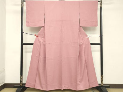 平和屋着物■上質な色無地 紋意匠 桃色 正絹 逸品 未使用 DABC4646cd