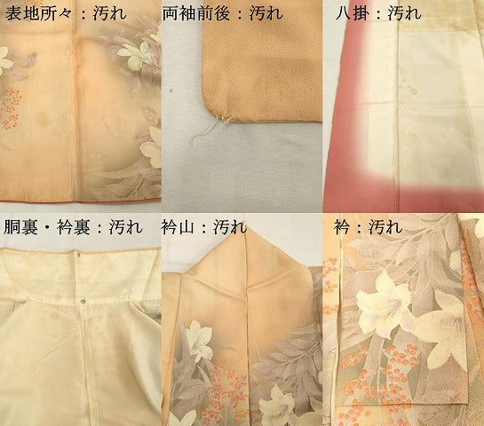 平和屋着物■上質な小紋 草花文 暈し染め 正絹 逸品 DABC4678cd