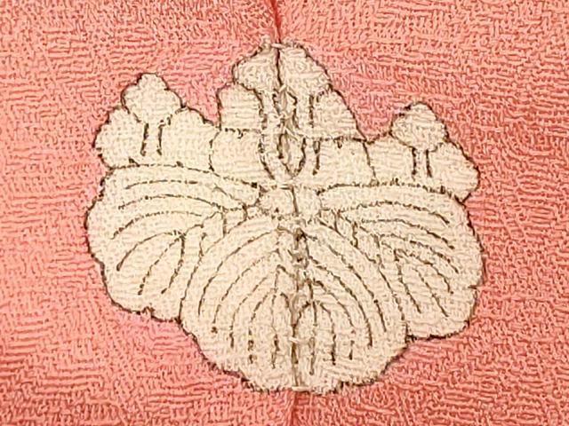 平和屋着物■ 本草木染作家　瑞寶　色無地　舞花地紋　薄紅色　正絹　逸品　DABC4702cd