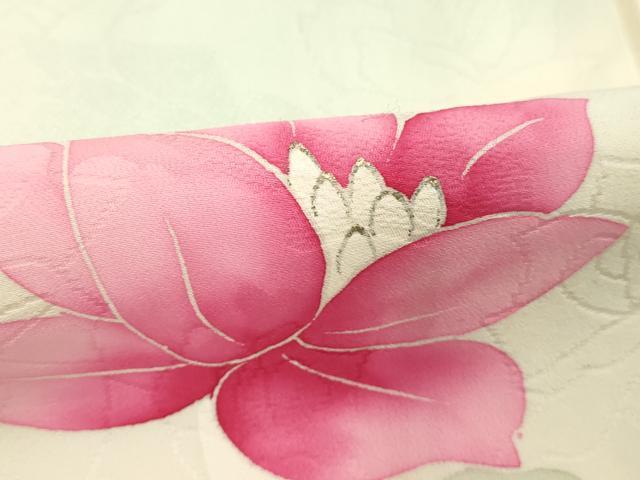平和屋着物■訪問着　手描き　駒刺繍　草花文　暈し染め　銀彩　正絹　逸品　DABC4706cd