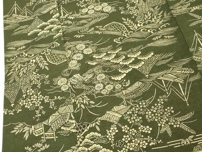 平和屋着物■上質な小紋　紬地　型染め　流水風景文　正絹　逸品　DABC4712cd