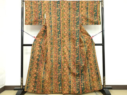 平和屋着物■上質な紬 更紗花間道 正絹 逸品 DABC4713cd