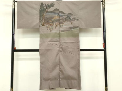 平和屋着物■男性　長襦袢　袷　人物風景文　金彩　洗える着物　DABC4720cd