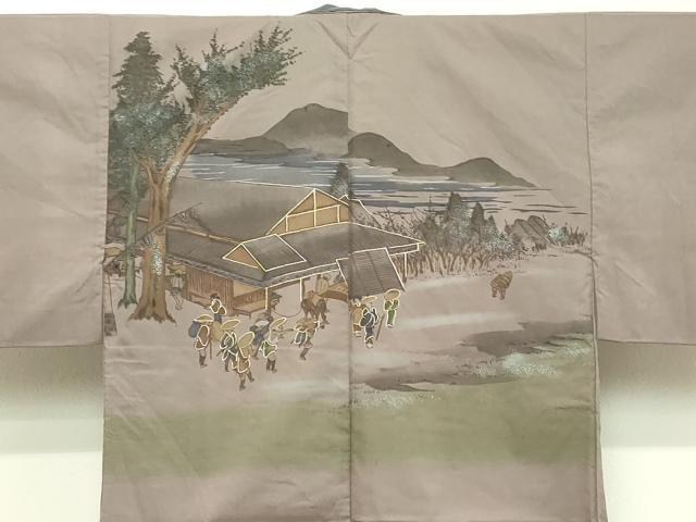 平和屋着物■男性　長襦袢　袷　人物風景文　金彩　洗える着物　DABC4720cd