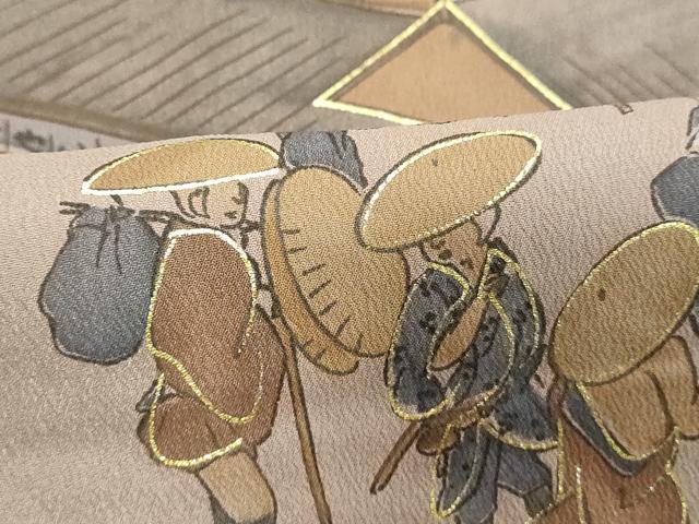 平和屋着物■男性　長襦袢　袷　人物風景文　金彩　洗える着物　DABC4720cd