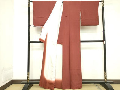 平和屋着物■上質な色無地　銀朱色　正絹　逸品　DABC4744cd
