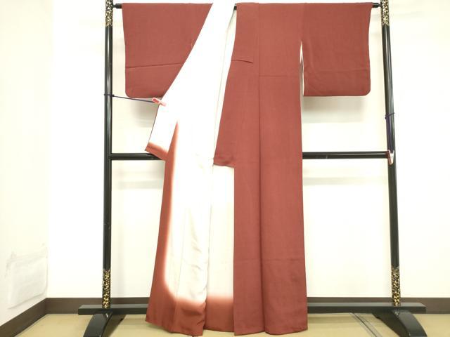 平和屋着物■上質な色無地　銀朱色　正絹　逸品　DABC4744cd