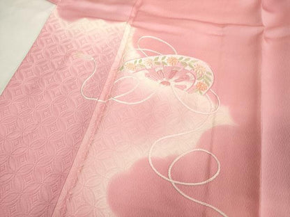 平和屋着物■訪問着　刺繍　源氏車花文　正絹　逸品　DABC4748cd
