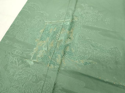 平和屋着物■豪華色留袖　駒刺繍　几帳楽器花文　銀糸　正絹　逸品　DABC4754cd