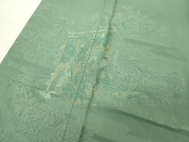 平和屋着物■豪華色留袖　駒刺繍　几帳楽器花文　銀糸　正絹　逸品　DABC4754cd