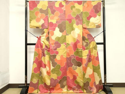 平和屋着物■上質な小紋 地紋起こし 菊尽くし 正絹 逸品 DABC4759cd