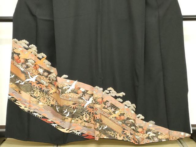 平和屋着物■豪華黒留袖　飛鶴吉祥花唐草文　松竹梅　金彩　正絹　逸品　DABC4762cd