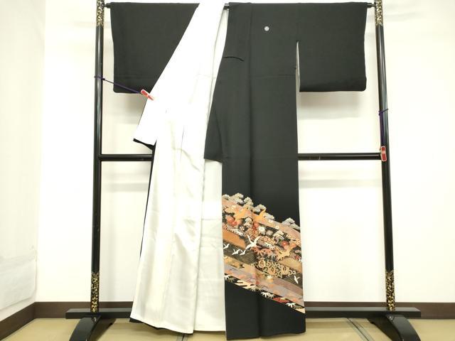 平和屋着物■豪華黒留袖　飛鶴吉祥花唐草文　松竹梅　金彩　正絹　逸品　DABC4762cd