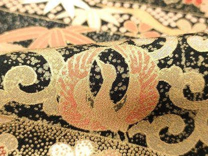 平和屋着物■豪華黒留袖　飛鶴吉祥花唐草文　松竹梅　金彩　正絹　逸品　DABC4762cd