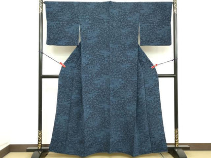 平和屋着物■上質な小紋 藍 型染 風景文 正絹 逸品 DABC4763cd