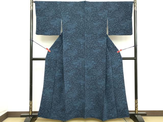 平和屋着物■上質な小紋 藍 型染 風景文 正絹 逸品 DABC4763cd