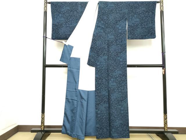 平和屋着物■上質な小紋 藍 型染 風景文 正絹 逸品 DABC4763cd