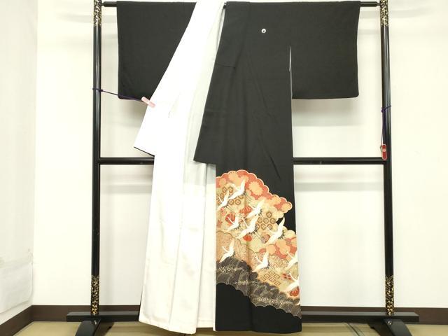 平和屋着物■豪華黒留袖　駒刺繍　雲取り飛鶴宝尽くし花文　金彩　正絹　逸品　DABC4765cd