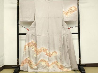 平和屋着物■訪問着　刺繍　雪輪花文　暈し染め　金彩　正絹　逸品　DABC4784cd