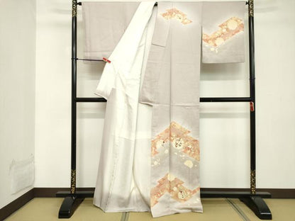 平和屋着物■訪問着　刺繍　雪輪花文　暈し染め　金彩　正絹　逸品　DABC4784cd