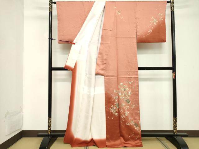 平和屋着物■訪問着 刺繍 向かい鳥更紗花唐草文 暈し染め 金彩 正絹 逸品 DABC4791cd