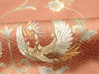 平和屋着物■訪問着 刺繍 向かい鳥更紗花唐草文 暈し染め 金彩 正絹 逸品 DABC4791cd