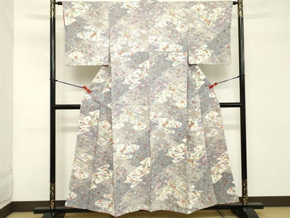 平和屋着物■上質な小紋 エ霞花松文 正絹 逸品 DABC4807cd