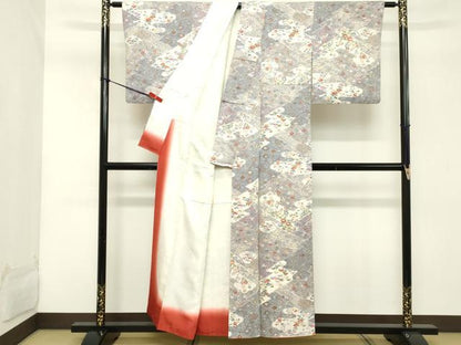 平和屋着物■上質な小紋 エ霞花松文 正絹 逸品 DABC4807cd