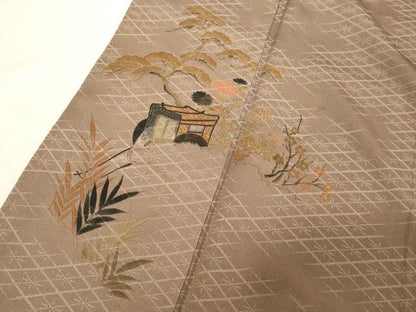 平和屋着物■豪華色留袖　御所車花松文　正絹　逸品　DABC4811cd