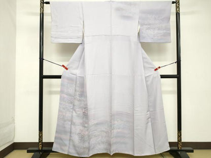 平和屋着物■訪問着　刺繍　風景花松文　暈し染め　金糸　正絹　逸品　DABC4831cd