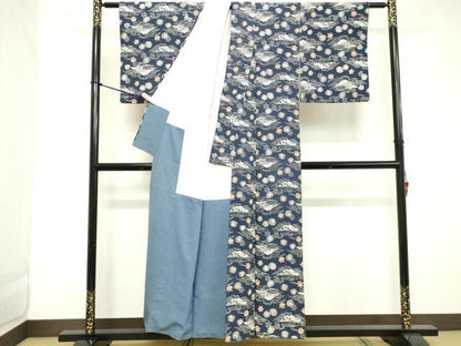 平和屋着物■上質な小紋 型染 流水花文 正絹 逸品 DABC4834cd