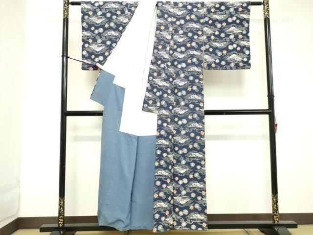 平和屋着物■上質な小紋 型染 流水花文 正絹 逸品 DABC4834cd