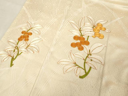 平和屋着物■訪問着 駒刺繍 総刺繍 南天文 正絹 逸品 DABC4869cd