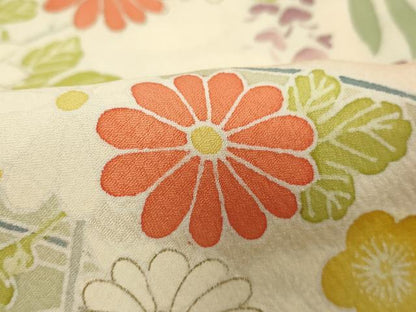 平和屋着物■訪問着 刺繍 牡丹花車文 暈し染め 正絹 逸品 DABC4870cd