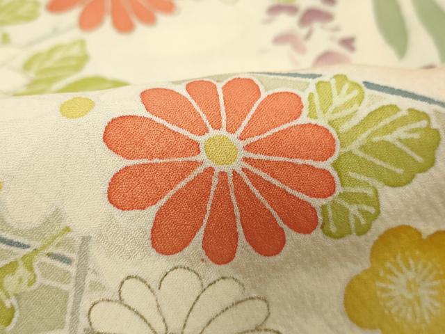 平和屋着物■訪問着 刺繍 牡丹花車文 暈し染め 正絹 逸品 DABC4870cd