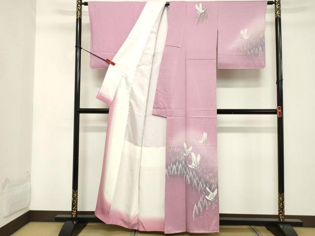 平和屋着物■訪問着 飛鶴 暈し染め 金銀彩 正絹 逸品 DABC4897cd