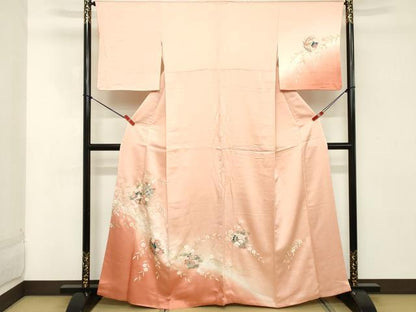 平和屋着物■訪問着 舞蝶枝垂れ花丸文 暈し染め 金彩 大丸扱い 正絹 逸品 DABC4906cd