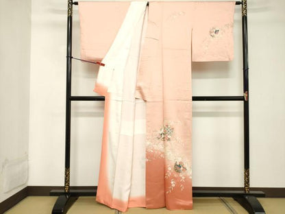 平和屋着物■訪問着 舞蝶枝垂れ花丸文 暈し染め 金彩 大丸扱い 正絹 逸品 DABC4906cd